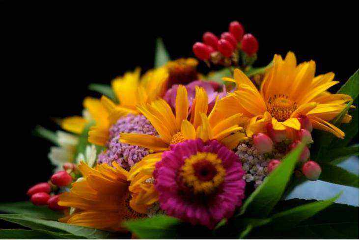 Florist preparing bouquet